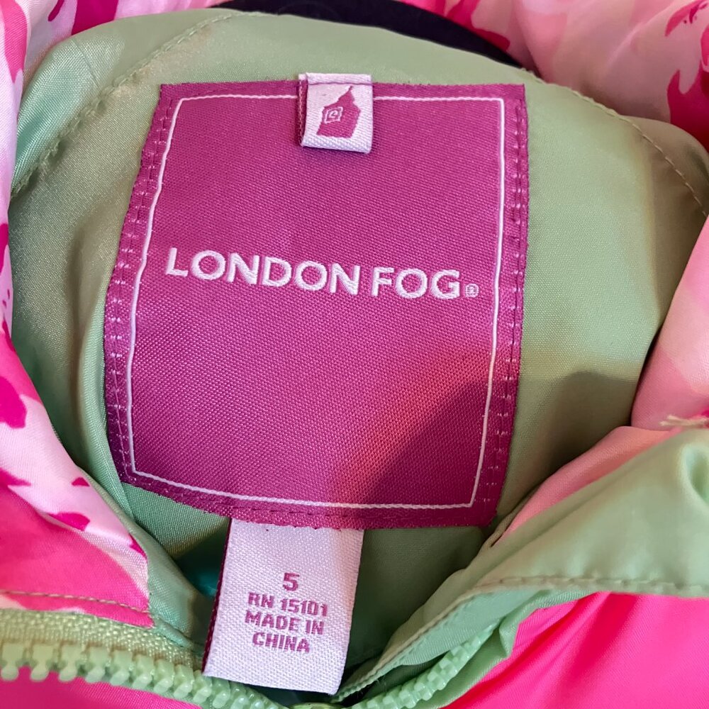 London Fog Girls sz. 5 Green and Pink Winter Coat - Picture 7 of 8